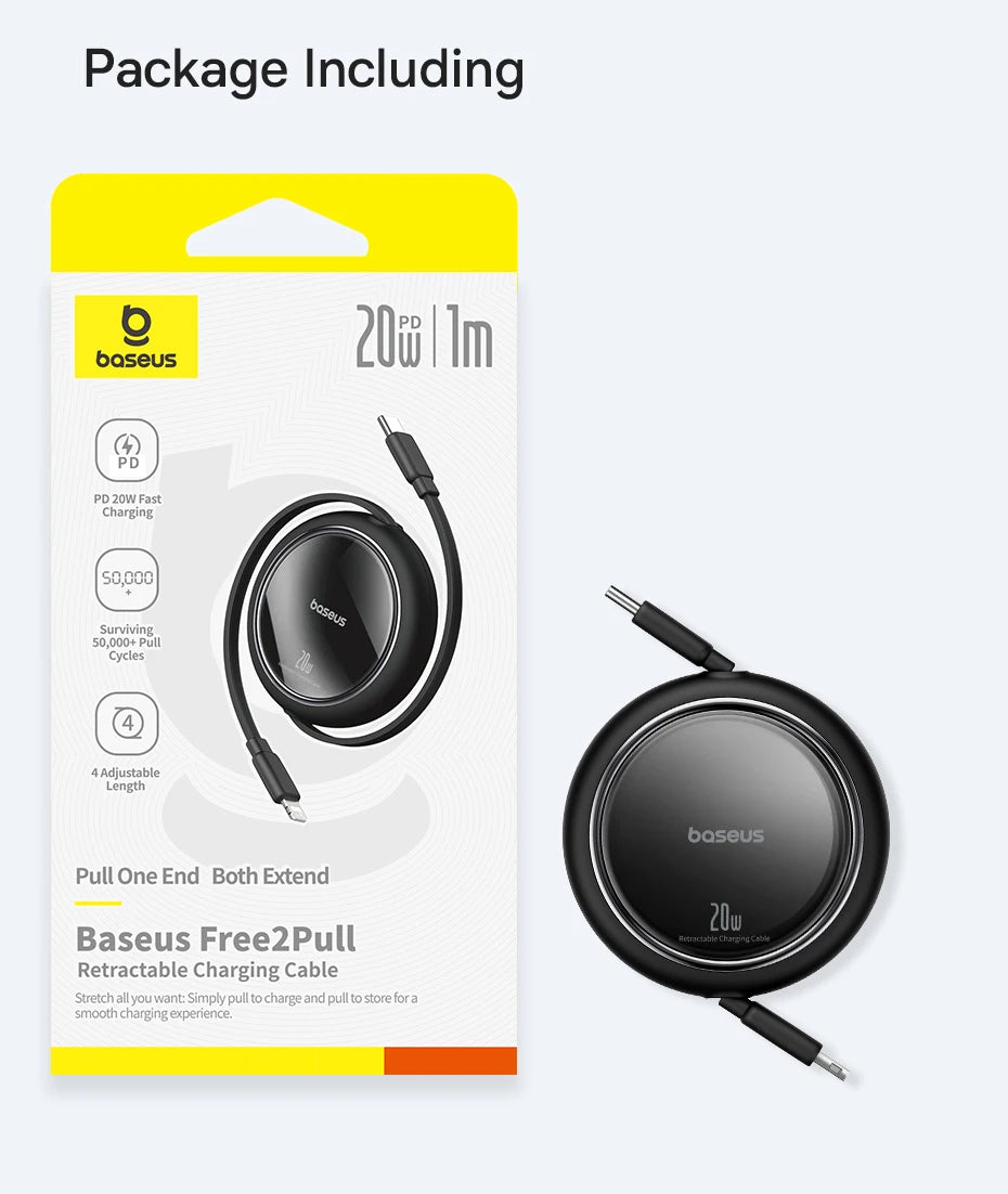 Retractable USB-C to Lightning 20W Fast Charging Cable - 25