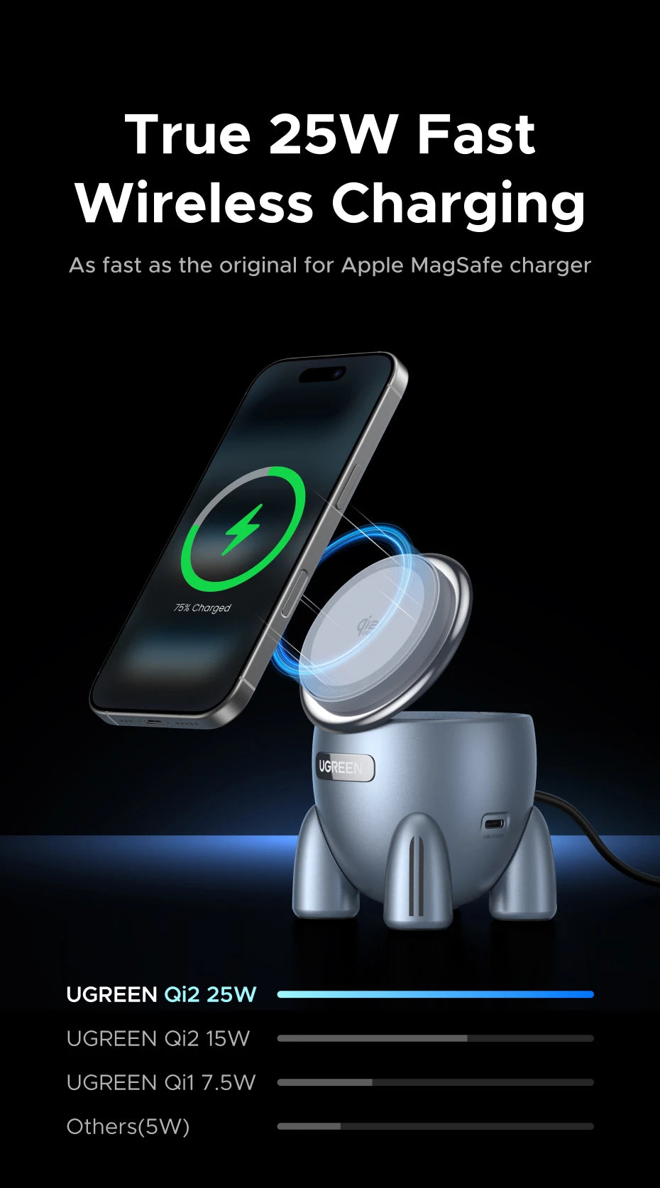 2-in-1 Qi2 Magnetic Wireless Charger for Phones and Earbuds - 10
