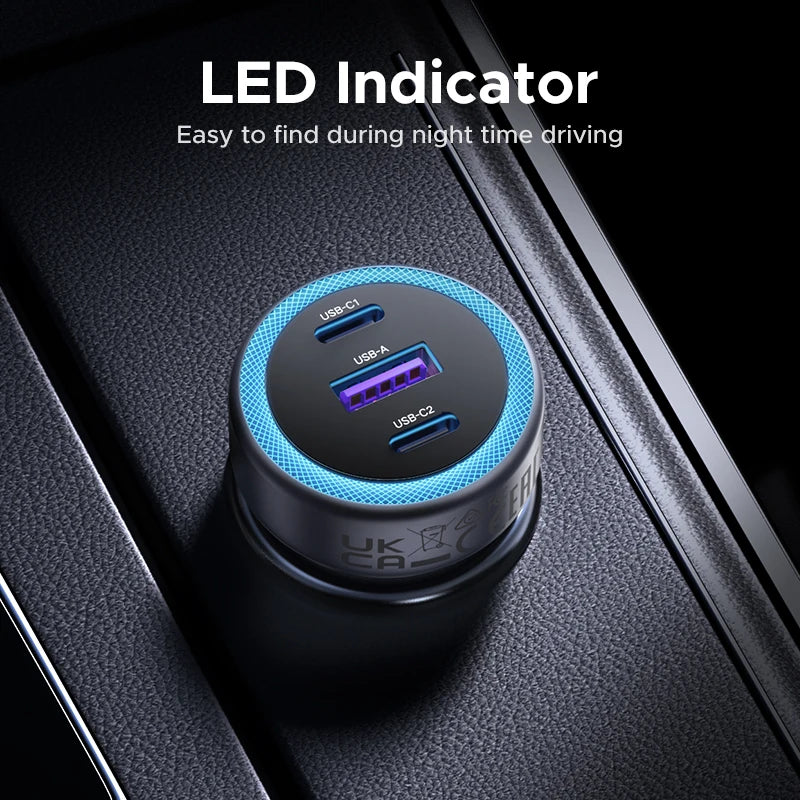 30W USB-C Fast Car Charger with Dual Ports