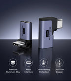 90-Degree USB-C Male to Female Adapter 240W 40Gbps