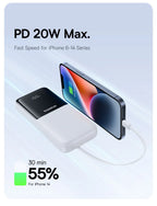20000mAh Portable Power Bank with Integrated Fast Charging Cables