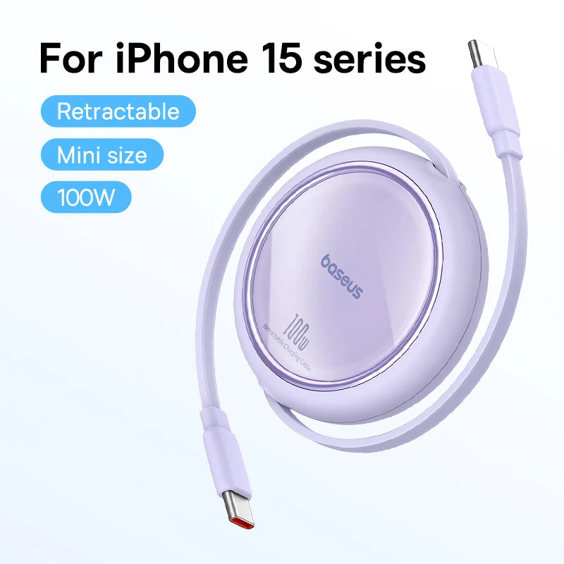 100W Fast Charging Retractable USB-C to USB-C Cable
