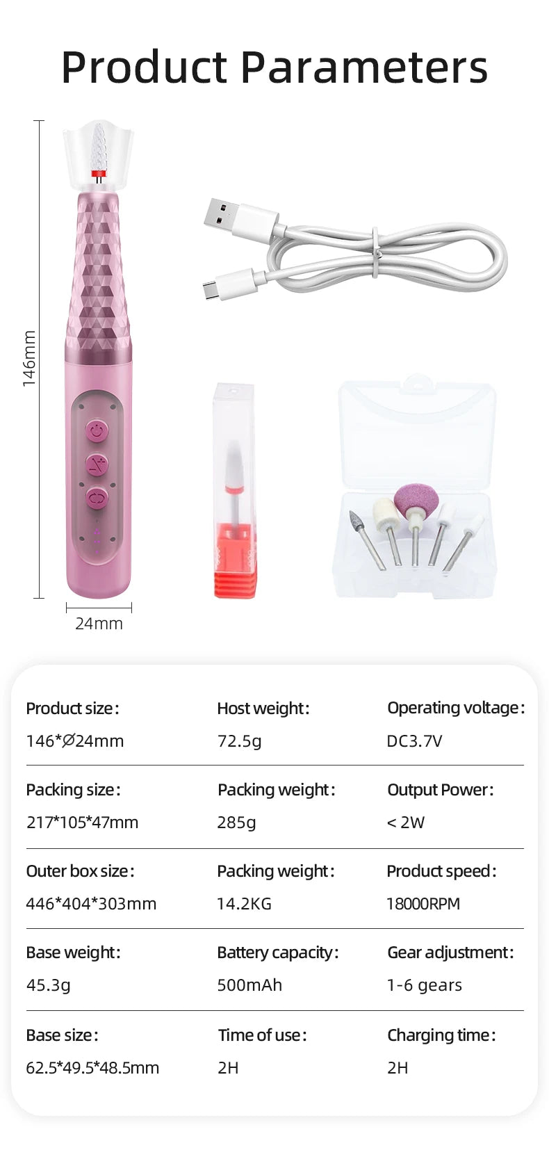 Cordless Electric Nail Drill Kit for Manicure and Pedicure - 16