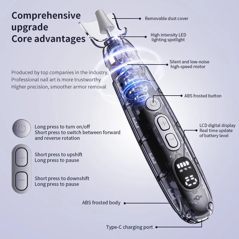 Electric Cordless Nail Drill for Manicure and Pedicure