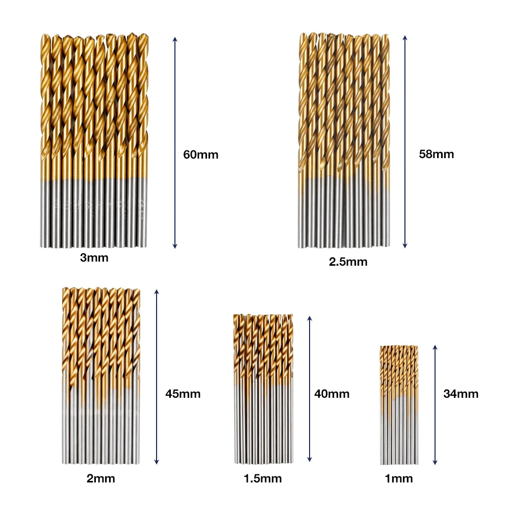 Titanium Plated Twist Drill Bit Set for Woodworking and DIY - 8