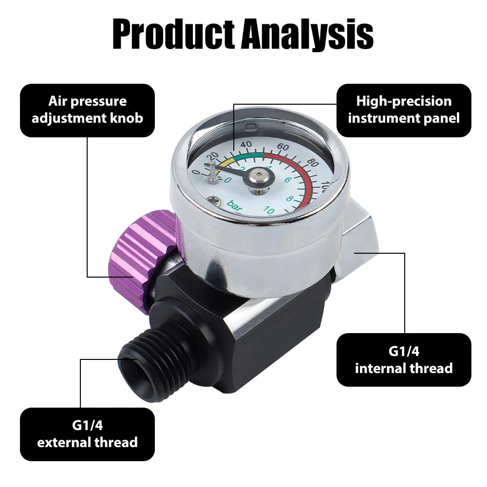 Adjustable G1/4 Air Pressure Regulator for Spray Guns