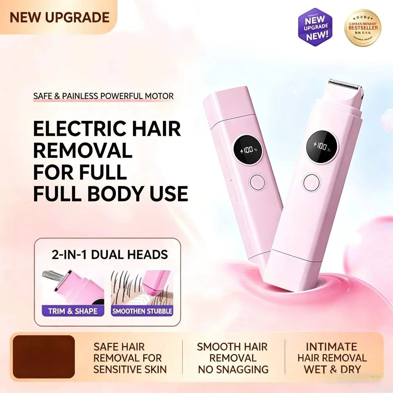 2-in-1 Electric Painless Hair Removal Shaver for Face and Body - 5