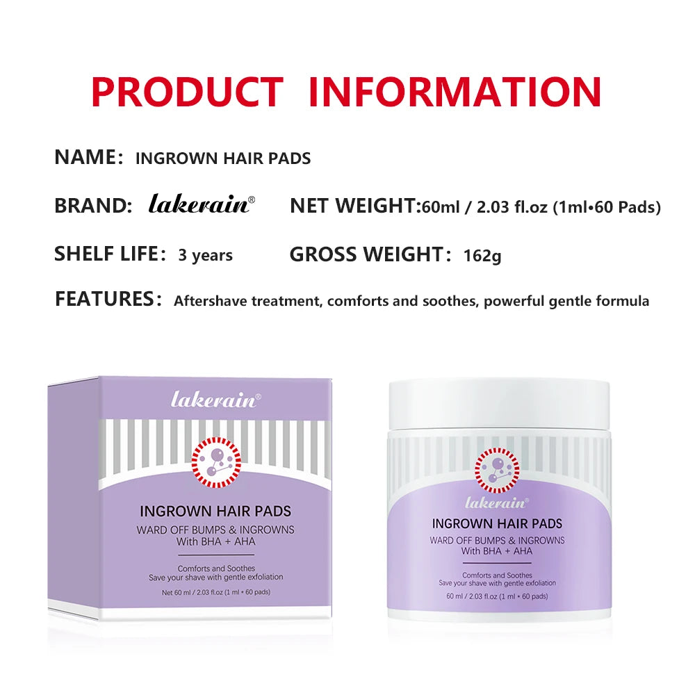 Ingrown Hair Treatment Pads for Razor Bumps and Exfoliation