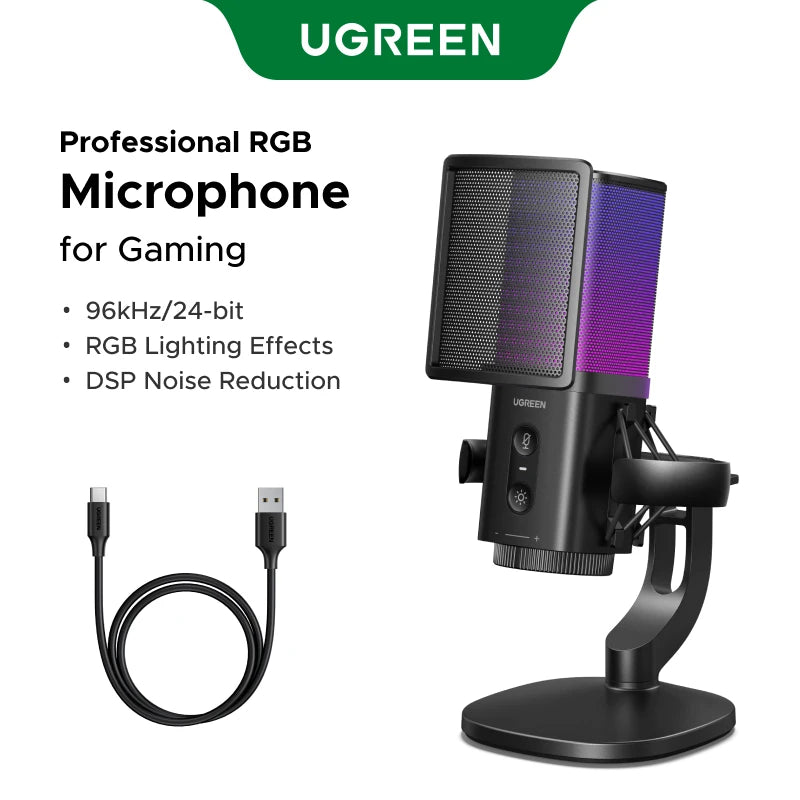 USB Condenser Microphone with RGB Lighting for Gaming and Streaming