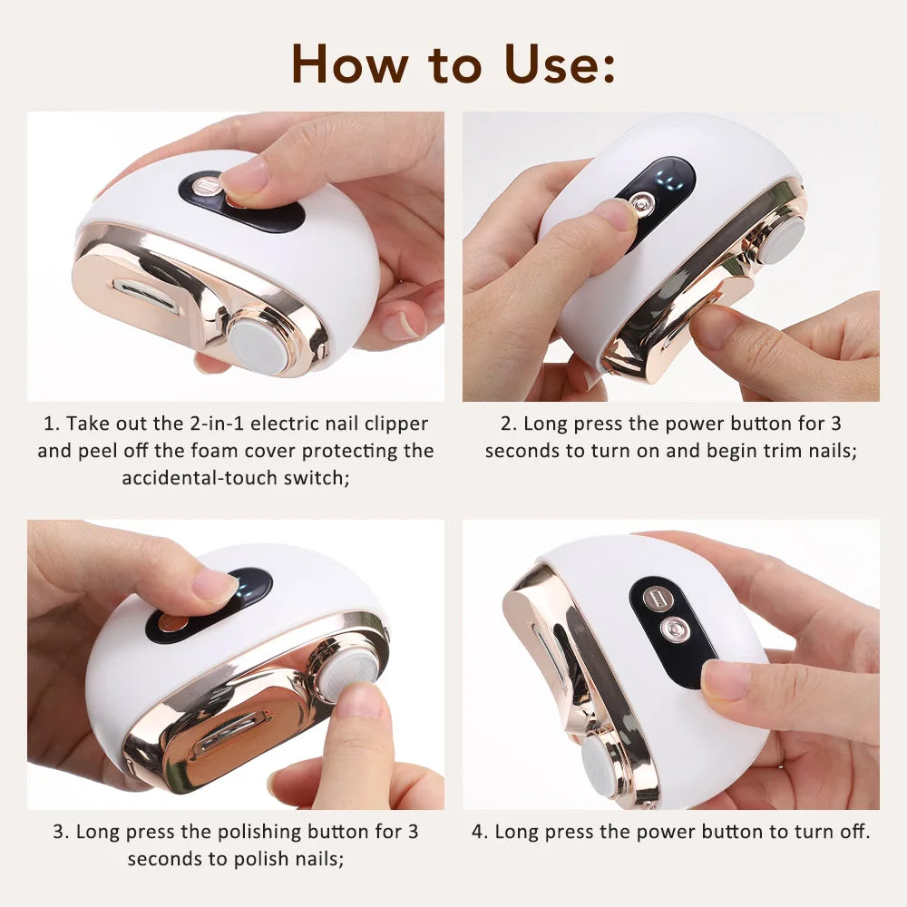 Electric Nail Clipper and Trimmer with LED Light