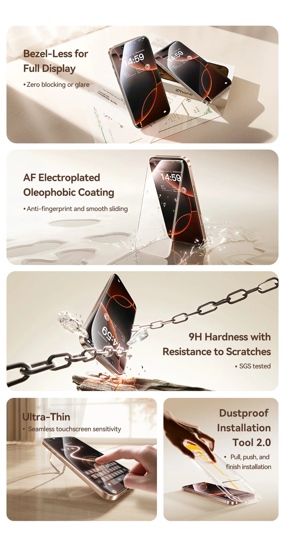 Bezel-Less Tempered Glass Screen Protector for iPhone