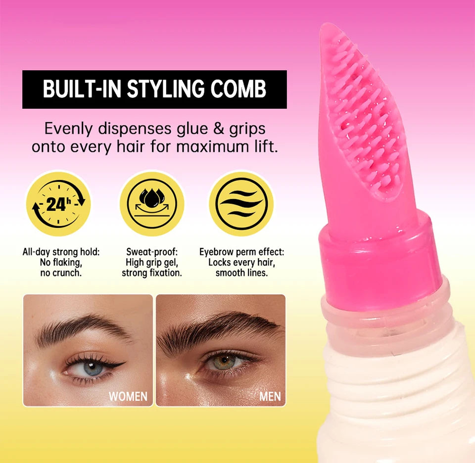 Long-Lasting Eyebrow Lamination Styling Gel with Built-In Comb