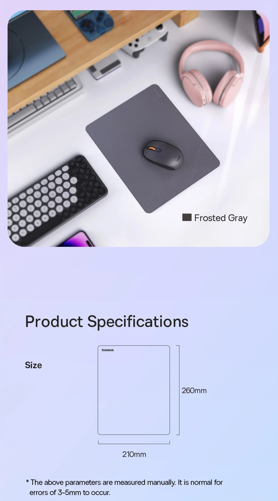 Waterproof PU Leather Desk Mouse Pad for Office and Gaming