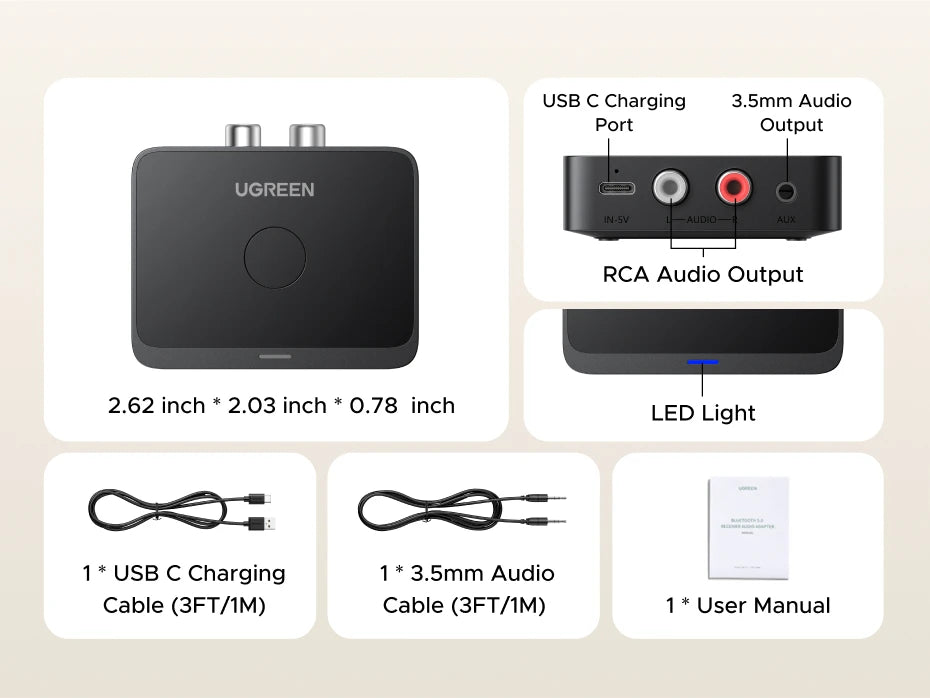 Bluetooth 5.3 Receiver with LDAC Hi-Res Wireless Audio Adapter