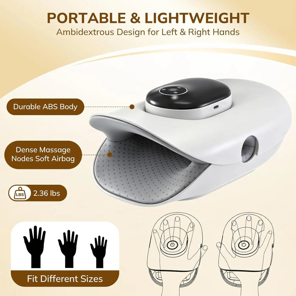 Cordless Hand and Finger Massager with Kneading and Air Compression