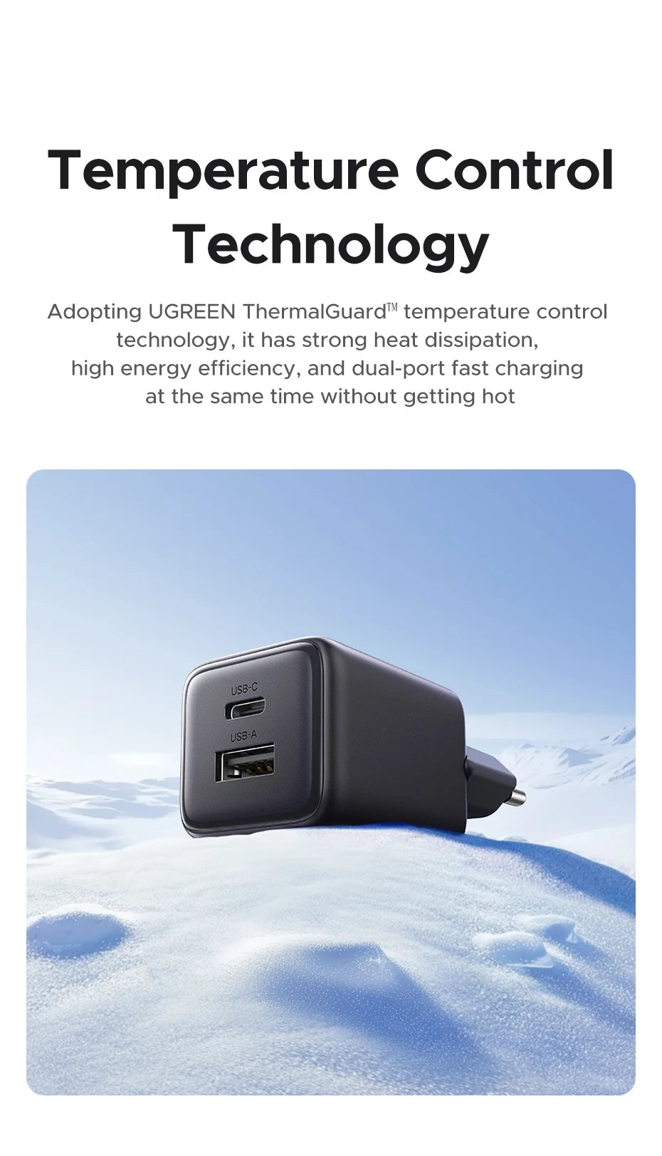20W GaN Dual-Port USB-C and USB-A Fast Wall Charger