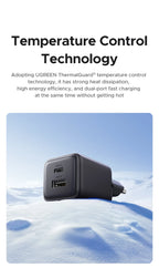 20W GaN Dual-Port USB-C and USB-A Fast Wall Charger