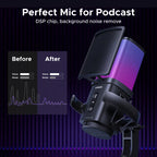 USB Condenser Microphone with RGB Lighting for Gaming and Streaming
