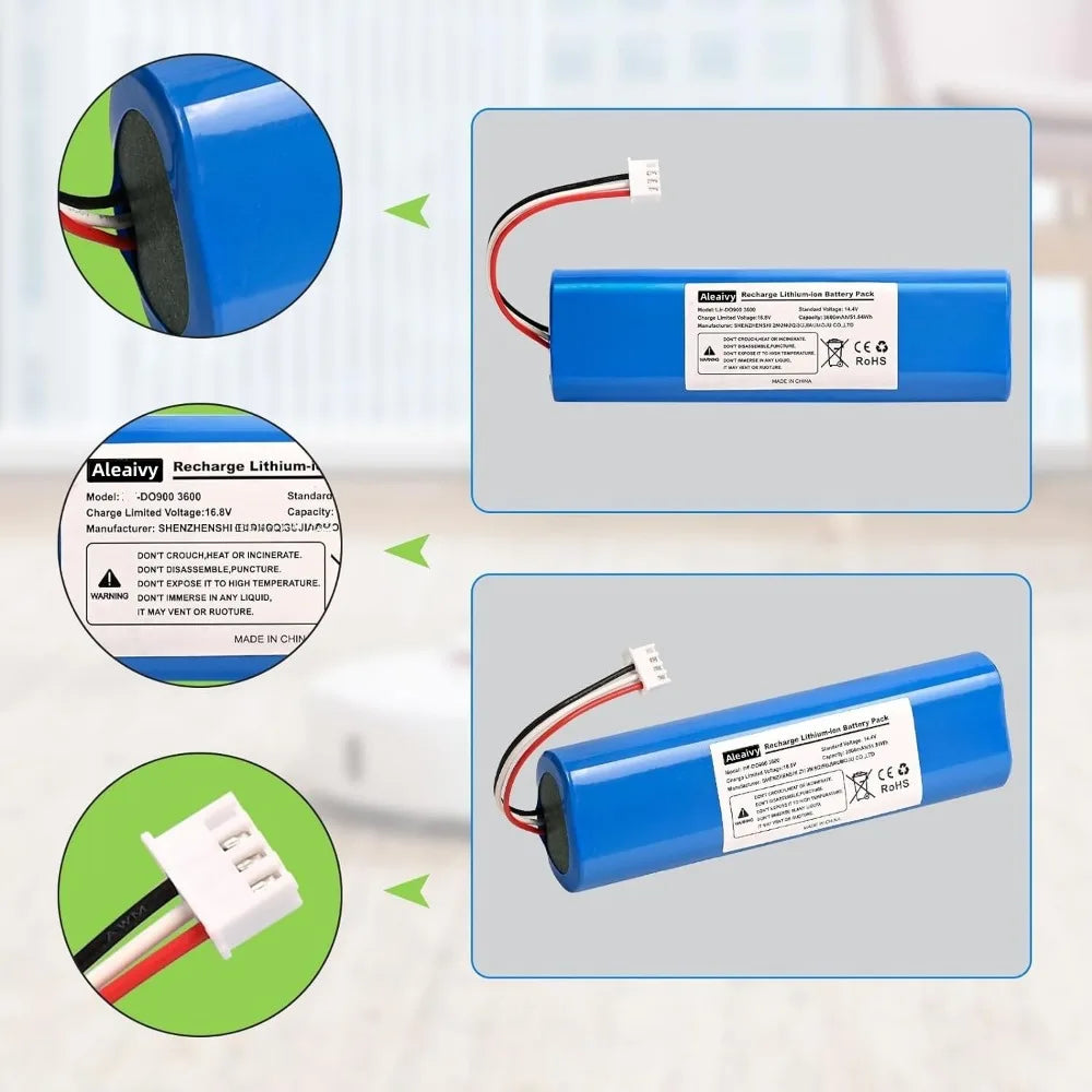 Replacement 6800mAh Battery for Deebot Ozmo Robot Vacuums - 4