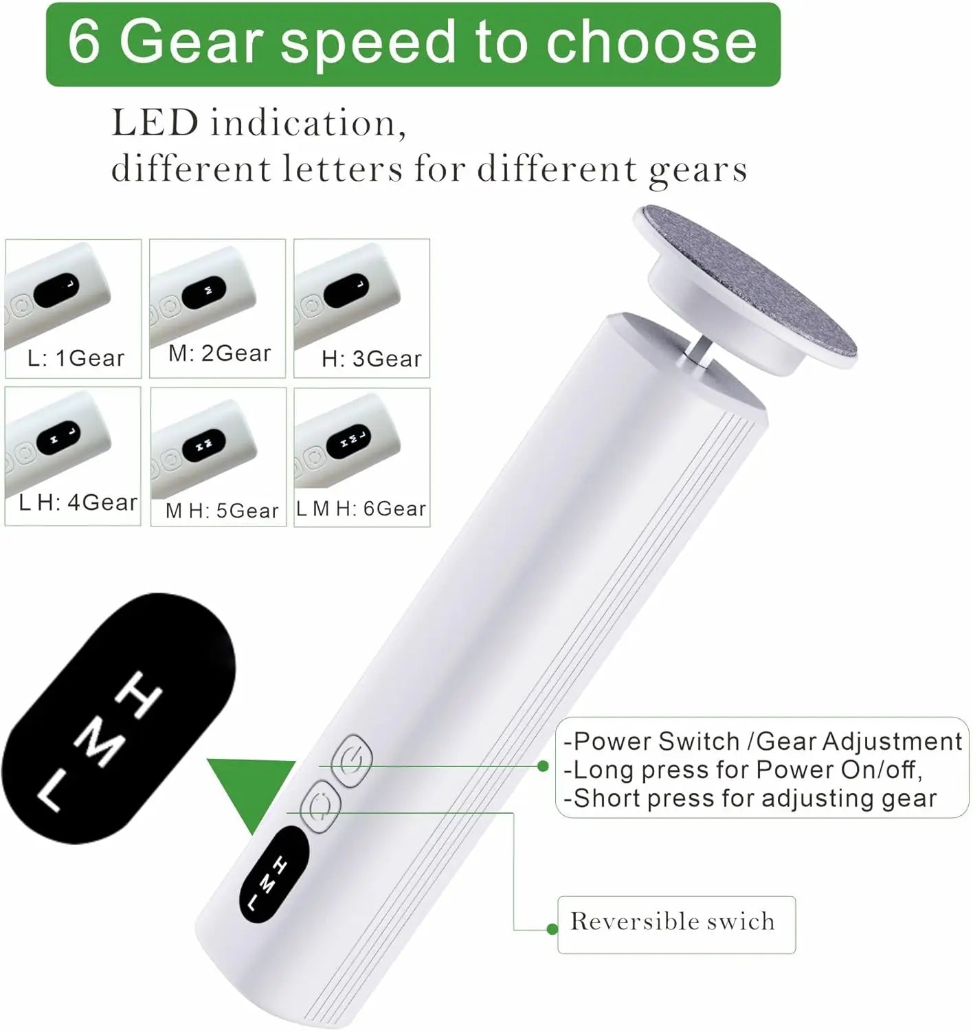 Electric Foot Callus Remover with 6 Adjustable Speeds - 6