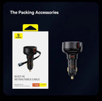 60W Fast Dual Port Car Charger with Retractable Cable