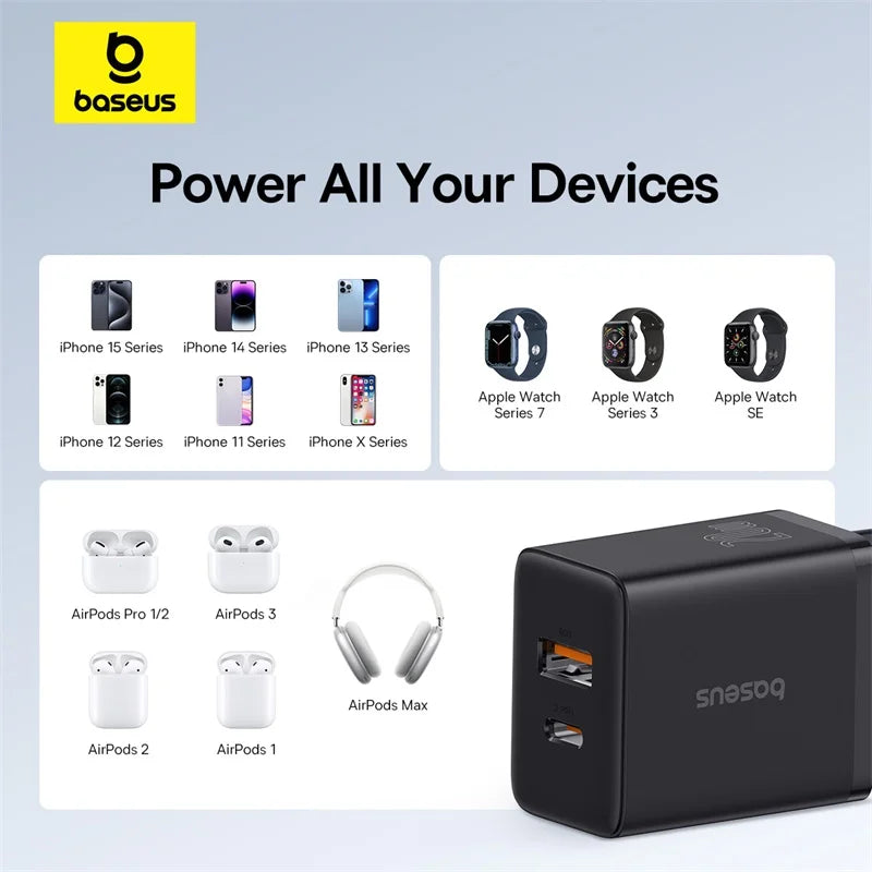 20W Dual Port Fast USB-C and USB-A Wall Charger
