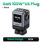 100W GaN Fast Wall Charger with Robot Display for Laptops and Phones