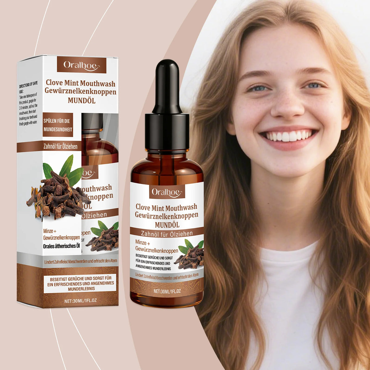 Clove Mint Oral Rinse for Fresh Breath and Teeth Whitening