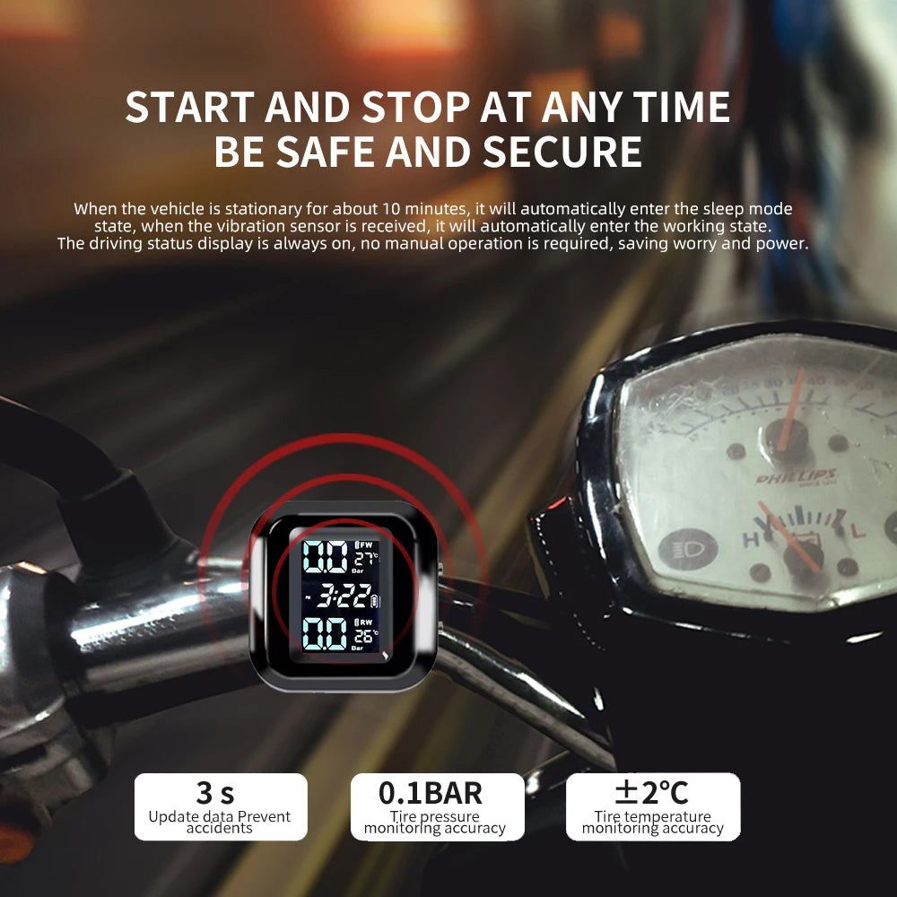 Motorcycle Tire Pressure Monitoring System with 2 External Sensors - 5