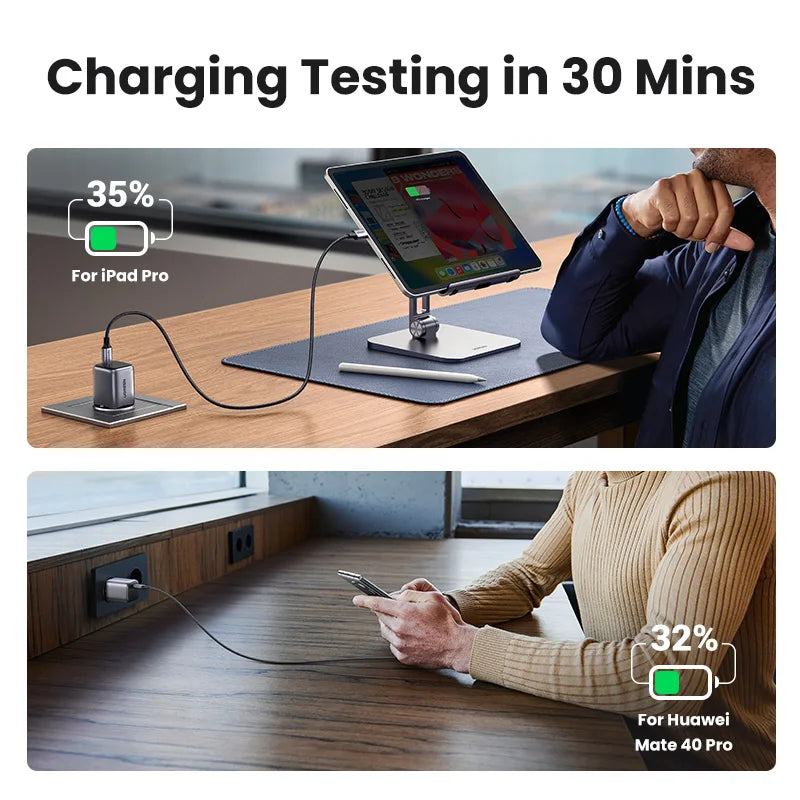 30W GaN USB-C Fast Wall Charger for Smartphones and Tablets