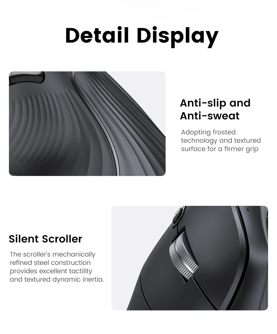 Ergonomic Vertical Wireless Mouse with Bluetooth 5.0 and 4000 DPI - 20