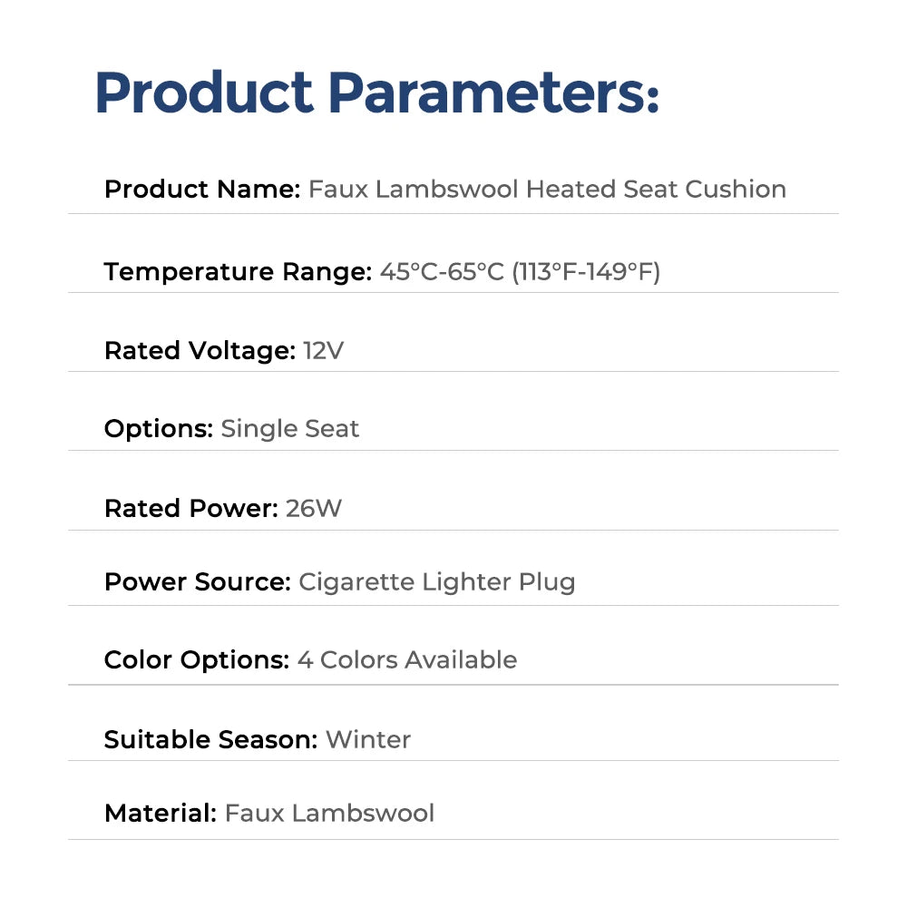 Heated Faux Lambswool Car Seat Cushion for Winter