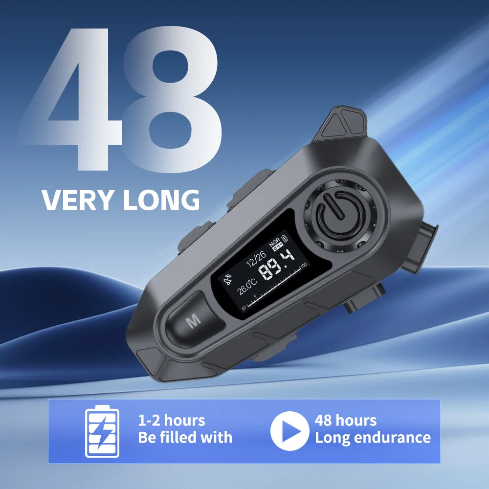 Motorcycle Helmet Bluetooth 5.3 Headset with LCD Intercom