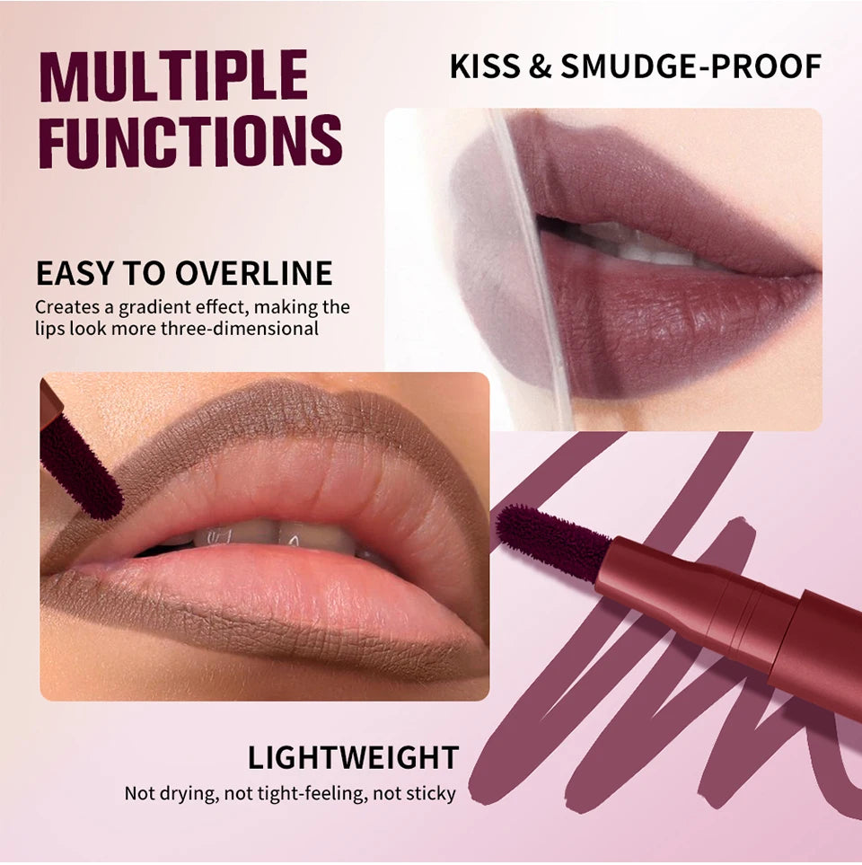 Dual-Sided Long-Lasting Waterproof Lip Stain and Liner Pen