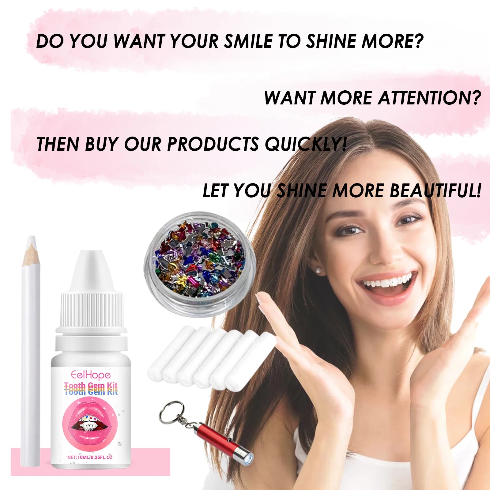 Professional DIY Tooth Gem Kit with UV Light - 13