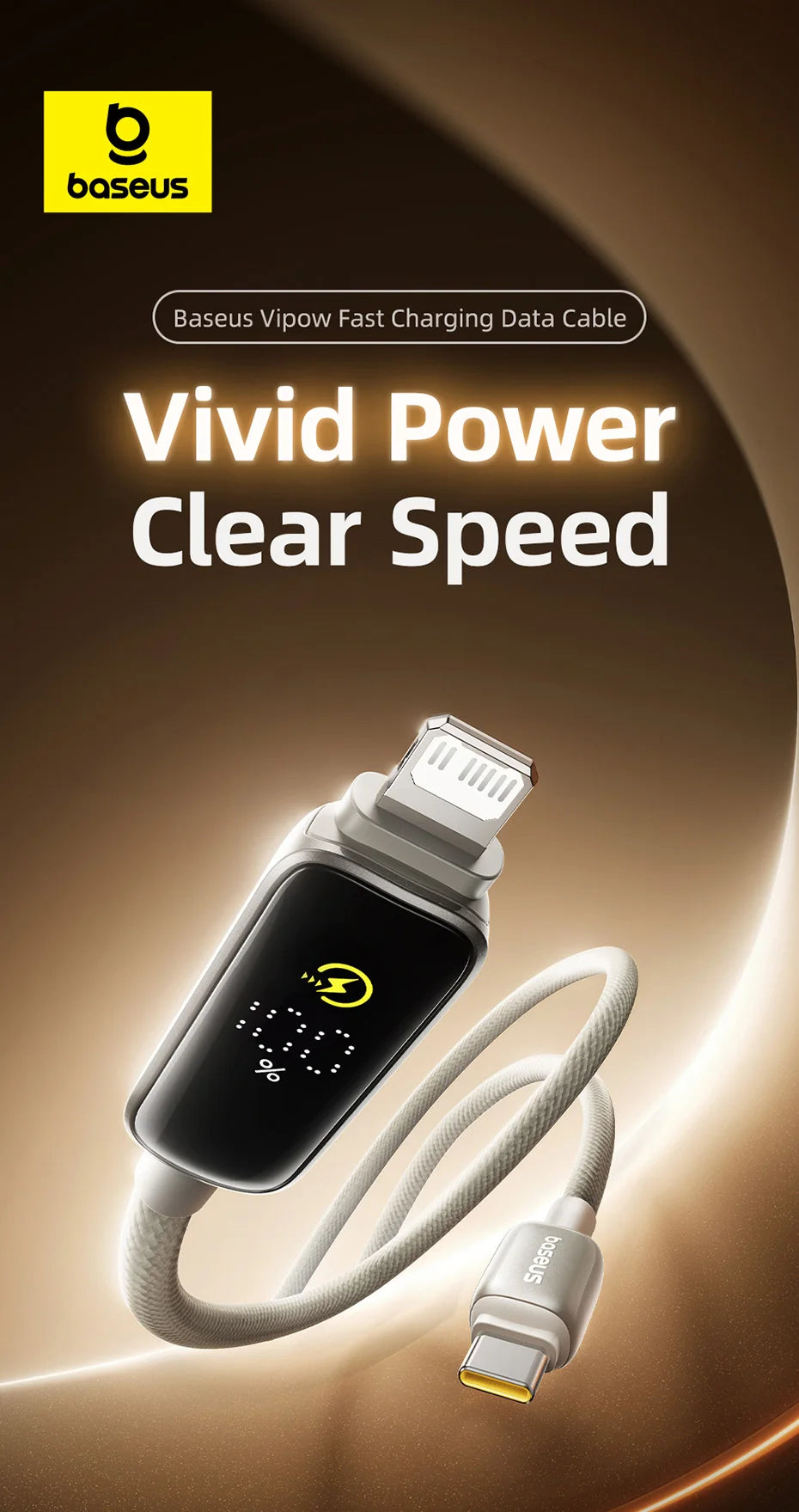 Digital Display 20W Fast Charging USB-C Cable for iPhone