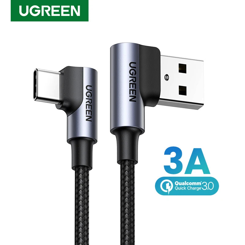 90-Degree USB-C Fast Charging and Data Sync Cable
