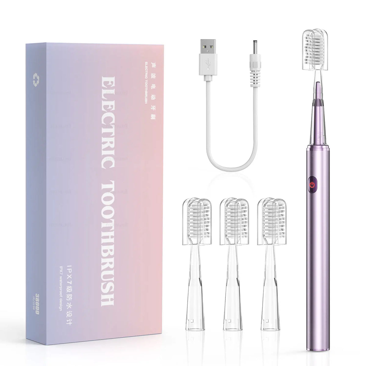 Rechargeable Acoustic Electric Toothbrush with 4 Replacement Heads