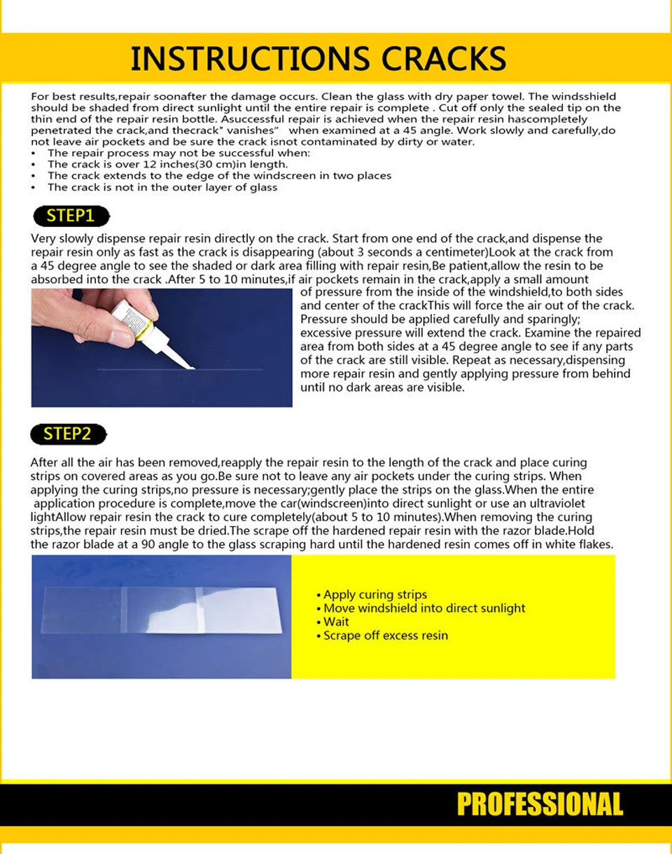 Car Windshield Glass Repair Kit for Cracks and Chips
