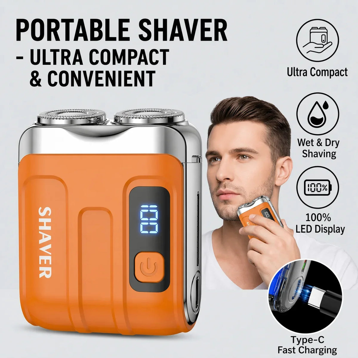 Portable Electric Dual Head Shaver for Men