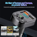 Bluetooth 5.0 FM Transmitter Car Radio Kit with Type C and Dual USB