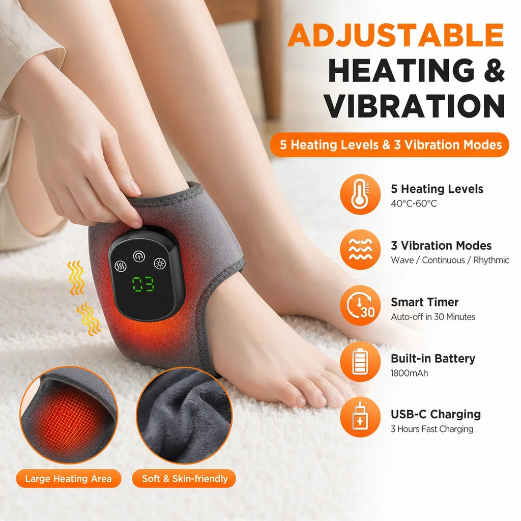 Adjustable Heated Ankle Massager with Vibration