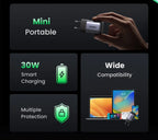 30W GaN USB-C Fast Wall Charger for Smartphones and Tablets