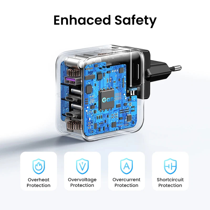 65W GaN Universal Travel Adapter with USB-C and USB-A Ports - 4