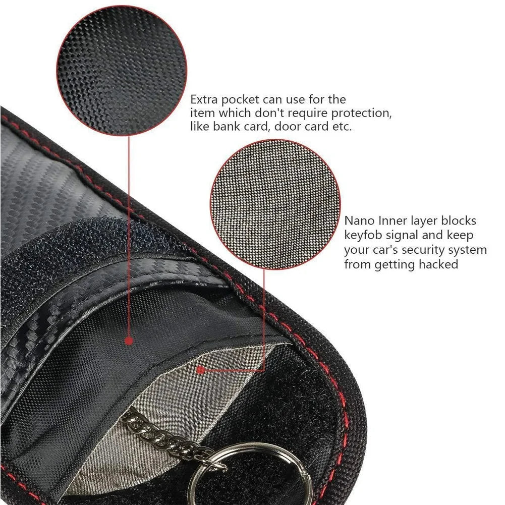 Carbon Fiber Car Key Fob RFID Signal Blocking Pouch Protector