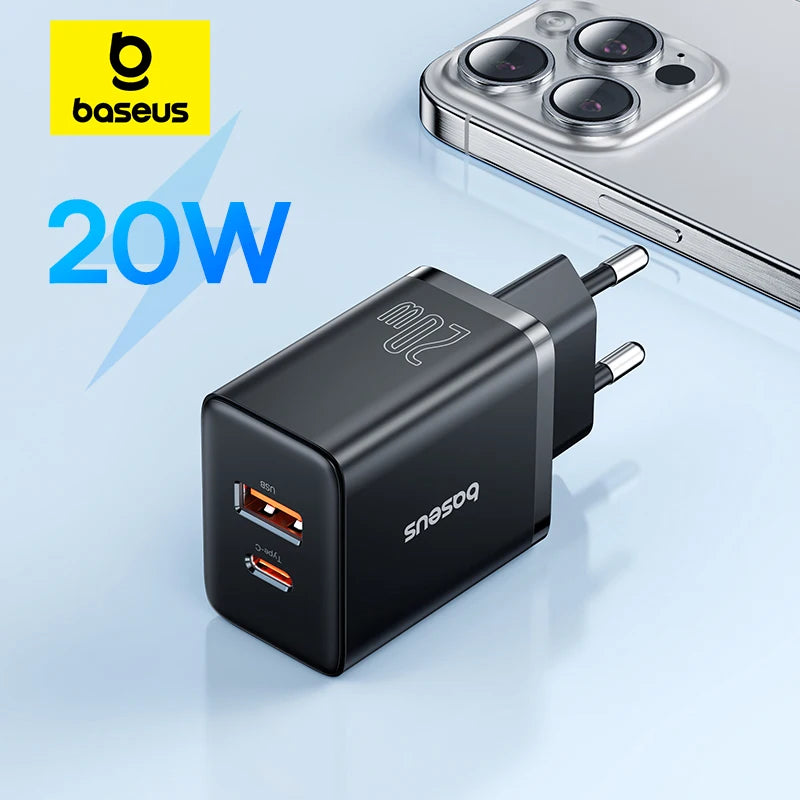 20W Dual Port Fast USB-C and USB-A Wall Charger - 1