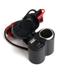 Motorcycle Handlebar 12V USB Charger and Cigarette Lighter Socket