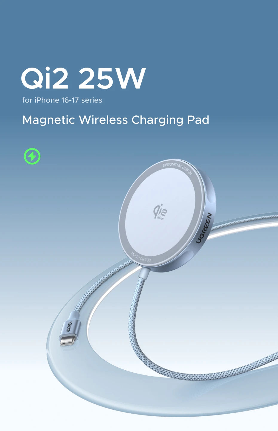 25W Qi2 Magnetic Fast Wireless Charging Pad for iPhone