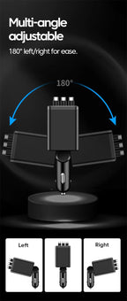 7-in-1 Fast Car Charger with Retractable Cables and Digital Voltmeter