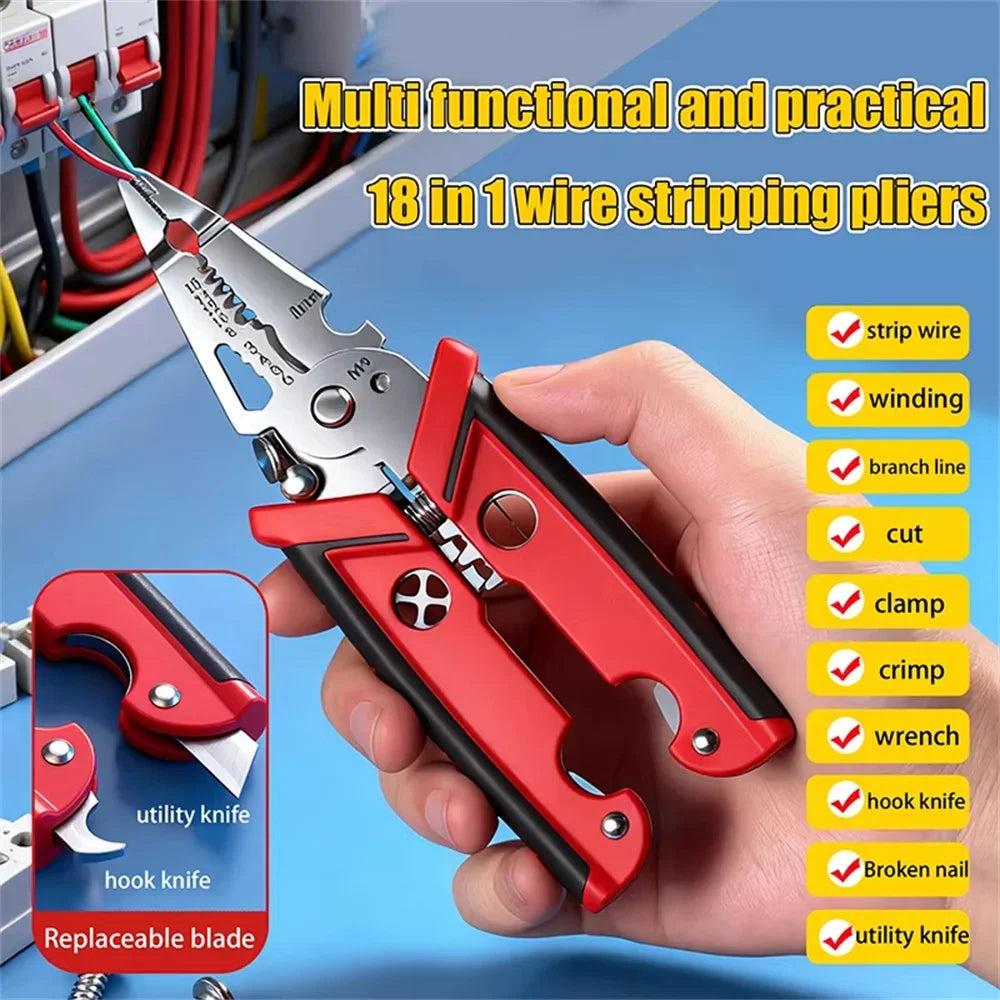18-in-1 Multifunction Wire Stripper, Cutter, and Crimping Tool